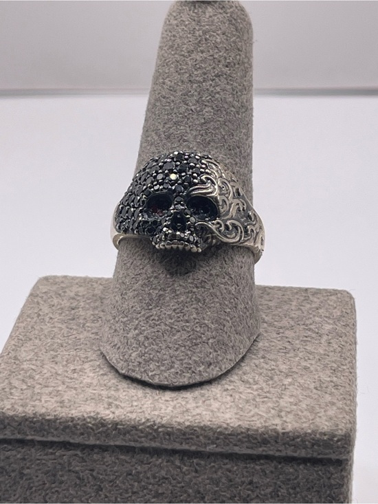 David Yurman Other - David Yurman Sterling Silver Skull Ring with Black Diamonds and Rubies